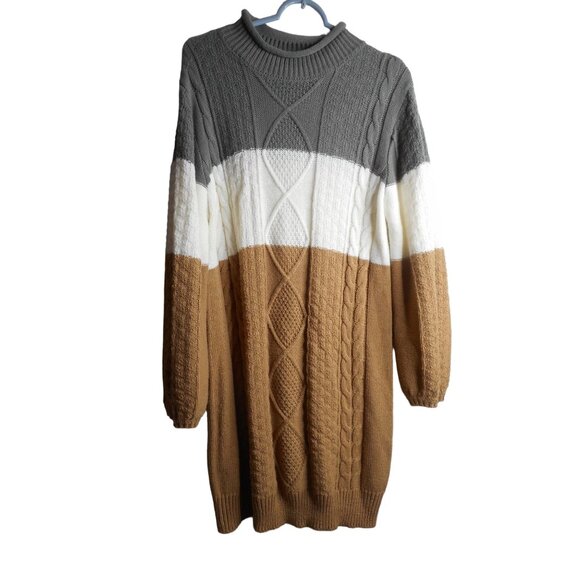 Sabrina Lauren NY Striped Oversized long rolled Neck Sweater Sz M - Picture 1 of 5